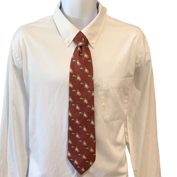 Antiche Seterie Fiorentine Men's Tie Silk Necktie Dog Lovers Maroon Red Vintage - Picture 2 of 6